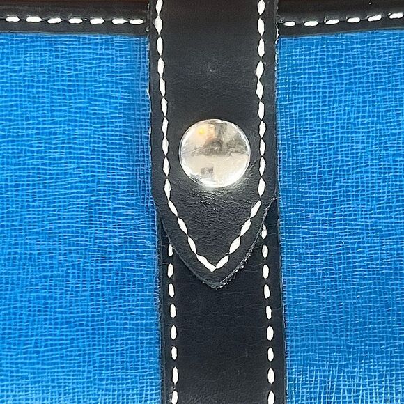 Vintage Western Blue and Black Messenger flap shoulder Bag with Matching Wallet - Picture 3 of 9